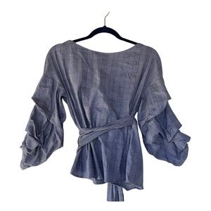 Zara Plaid wrap blouse